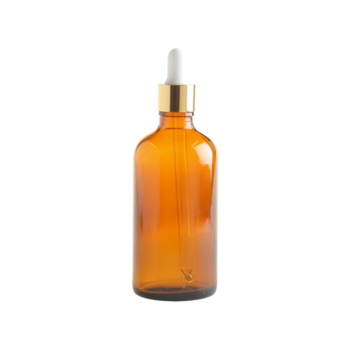 20 x 100ml Amber Glass Dropper Bottle With White & Gold Pipette
