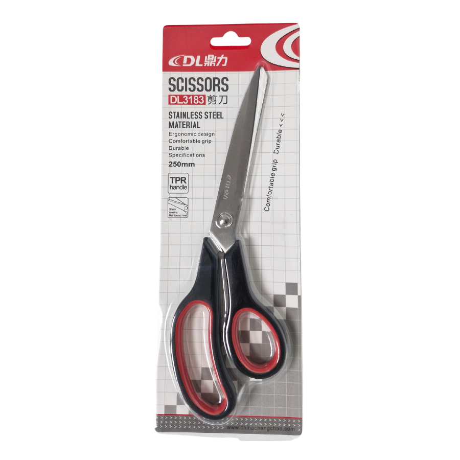 Scissors - Stainless Steel Red & Black - 250mm