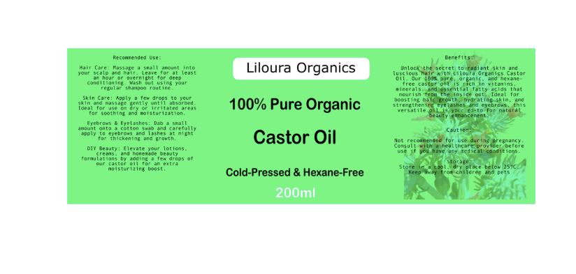 Liloura Organics 100% Pure Organic Castor Oil