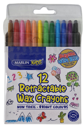 Marlin Kids 12 Retractable Wax Crayons