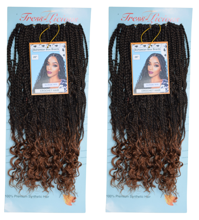 Box Braids Crochet - Tress-Licious - 20 inch - (Pack of 2) - #1B/30